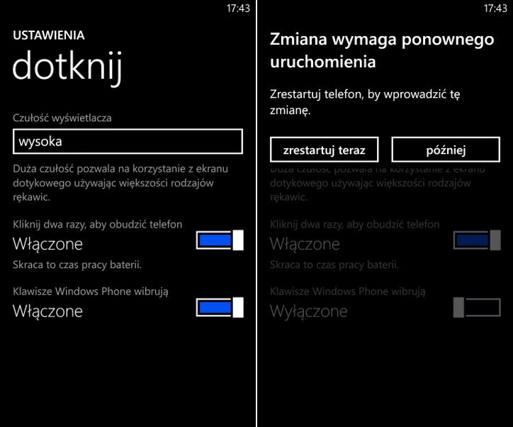 Nokia Lumia - jak wyłączyć wibrację klawiszy funkcyjnych Windows Phone?